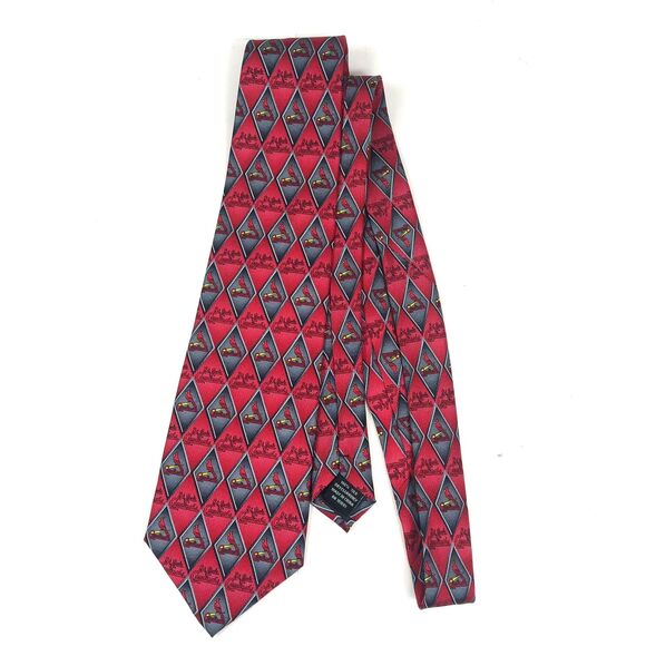 St. Louis Cardinals MLB Necktie Baseball 100% Silk Diamond Pattern Red Gray Tie - Picture 2 of 7